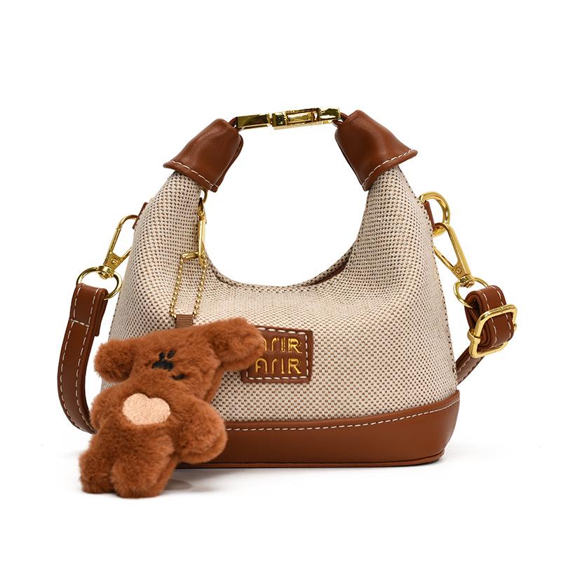 2025 Korean Trendy Plaid Kids Crossbody & Handheld Mini Crescent Bag