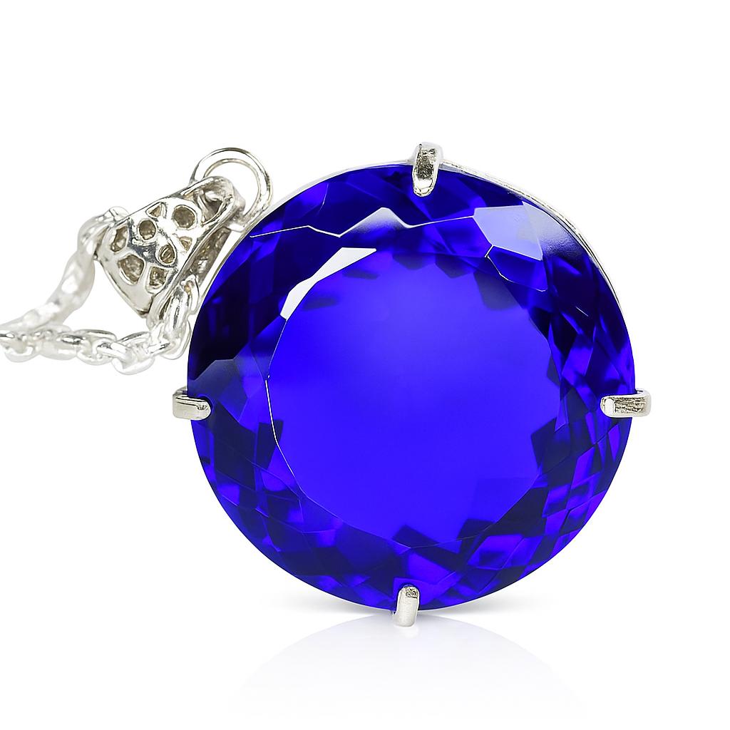 113 Ct CERTIFIED Blue Topaz 925 Sterling Silver Round Cut A Grade Pendant AI-83-NS