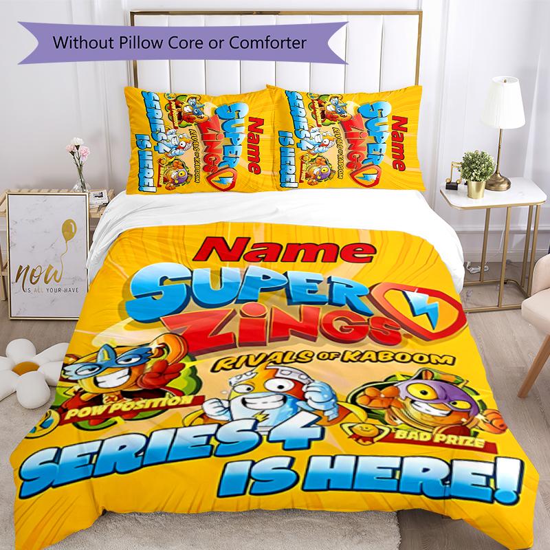 3pcs Custom Name SuperZings Bedding Set Duvet Cover Closure Includes 1 Duvet Cover & 2 Pillowcases for All Seasons Bedroom Decor