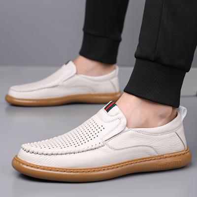 Mocassini Hallow da uomo estivi autunnali tinta unita moda casual scarpe in pelle maschili traspiranti scarpe da guida
