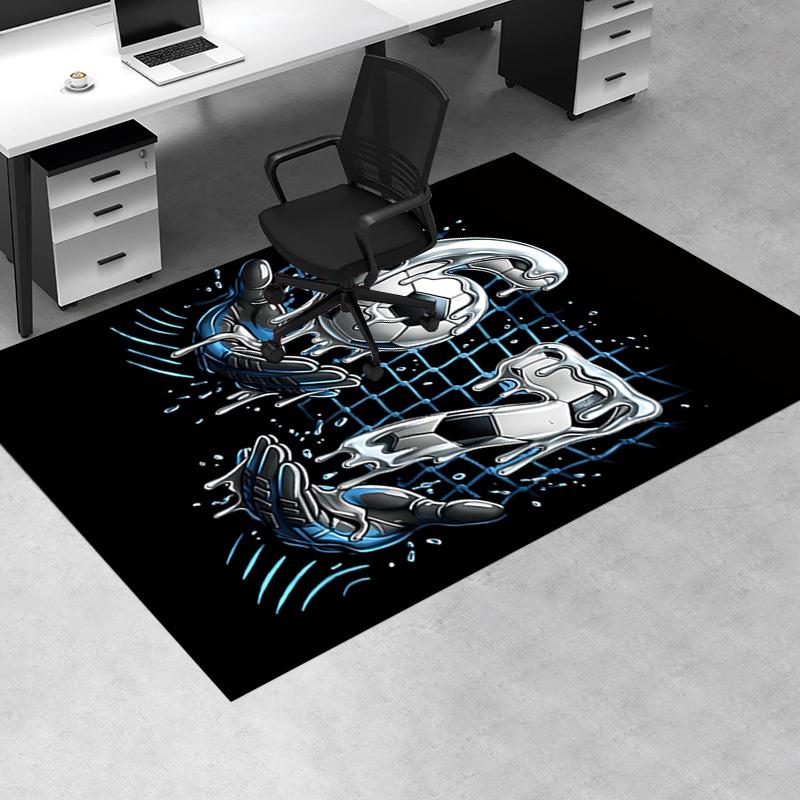 Soccer Ball and Number 67 Chair Mat Office Carpet for Home Decor, Sofa Rug, Gift for Soccer Lovers, Suitable for Bedroom, Living Room, Various Rooms