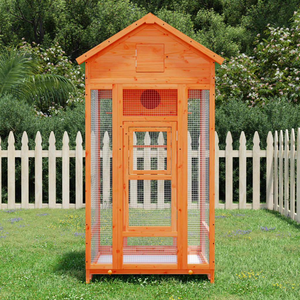 Vidaxl Vogelkäfig, Braun, 91,5 x 53 x 170 cm, Massives Kiefernholz