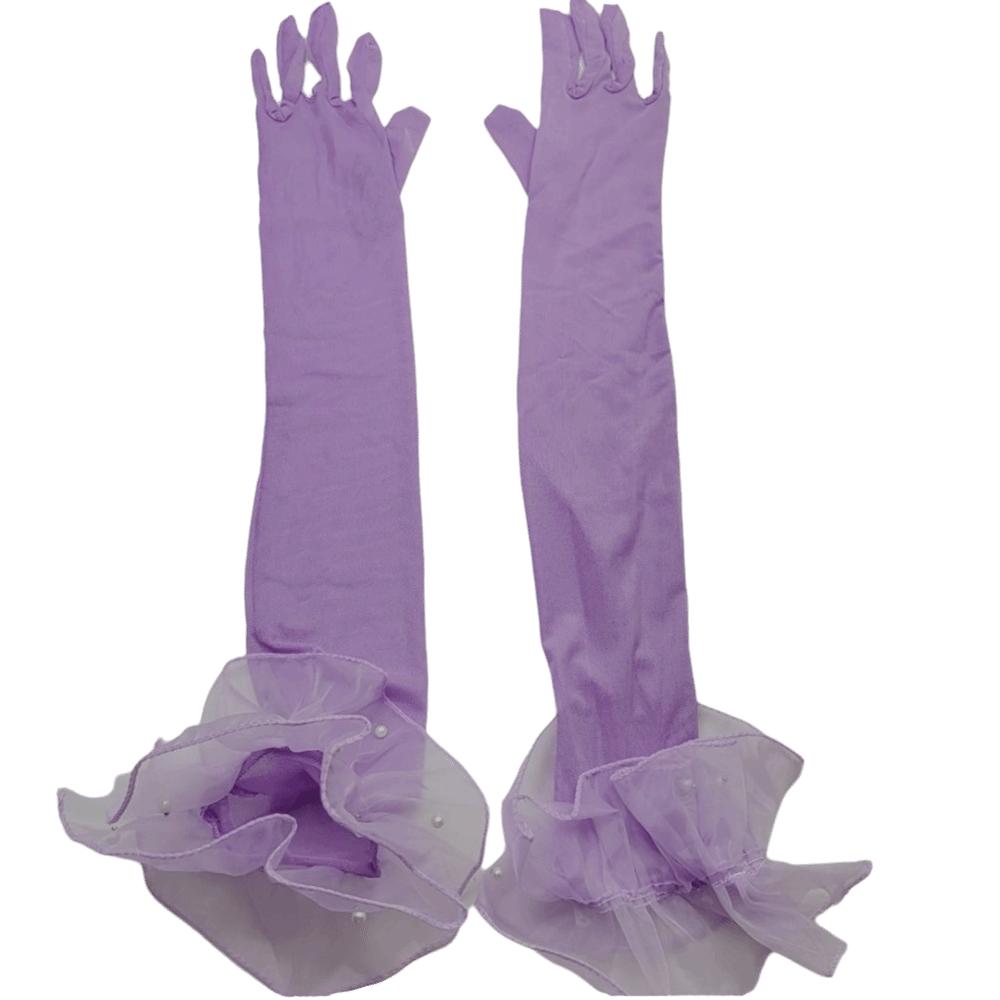 Elastic Women Long Mittens Wedding Dress Bridal Mesh Gloves Solid Lace Sleeves Gloves  Christmas