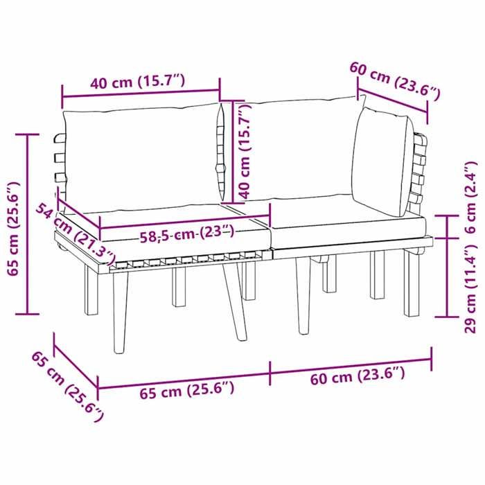VidaXL Salon de jardin 2 pcs avec coussins Bois d'acacia solide 316266