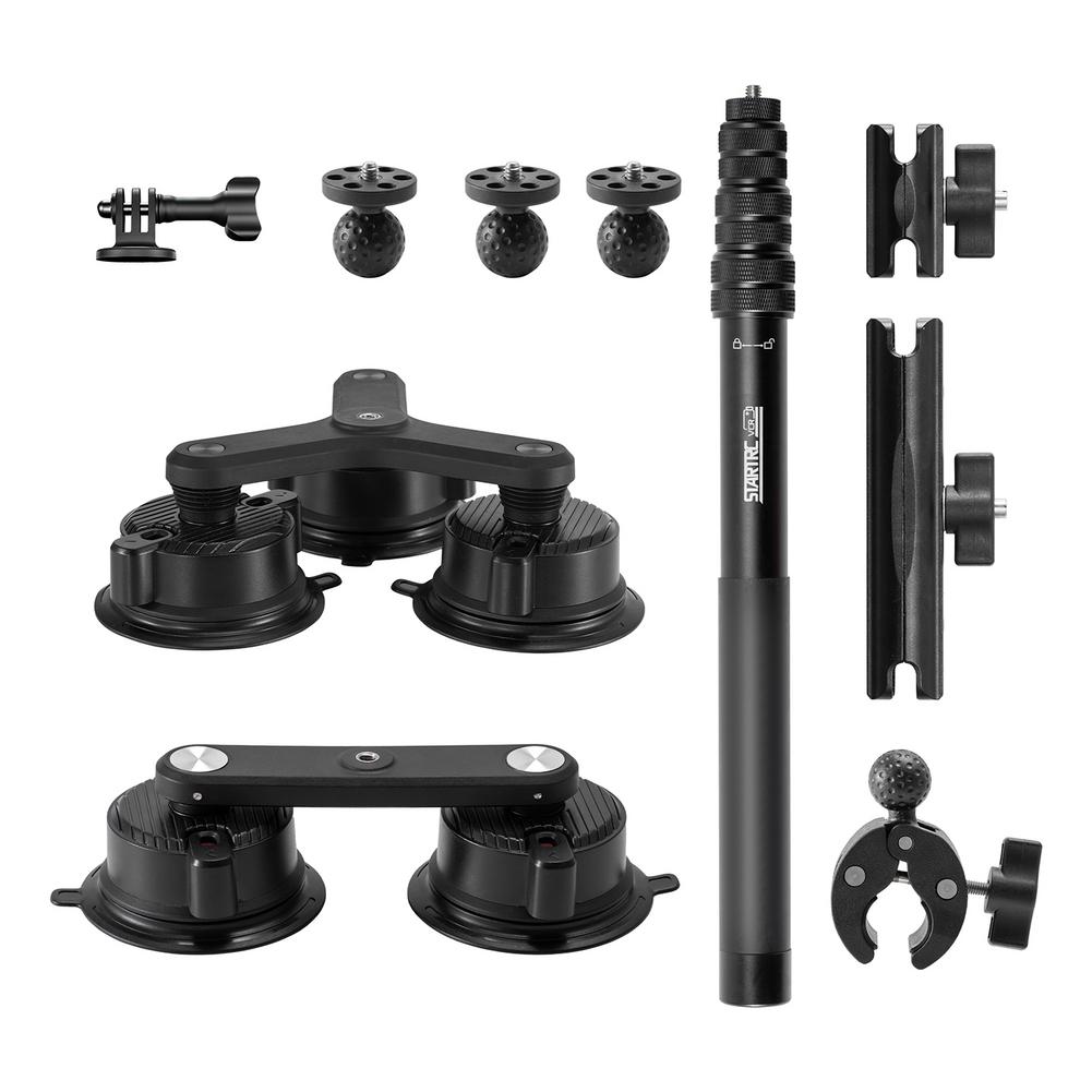 

For Insta360 X5/DJI OSMO360 Car Suction Cup Holder 1.1m Invisible Selfie Stick Multi Angle Adjustment