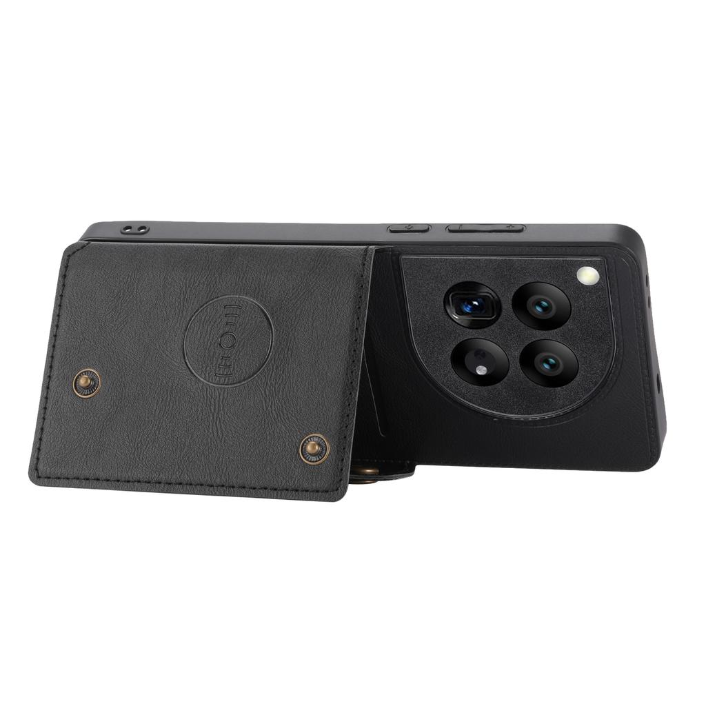 For OnePlus 12 5G Phone Case with Card Slots Magnetic Car Mount Phone Cover