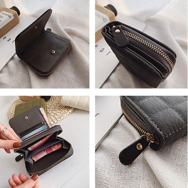 Women Short Wallets PU Leather Female Plaid Purses Nubuck Card Holder Wallet Fashion Woman Small Zipper Wallet With Coin Purse