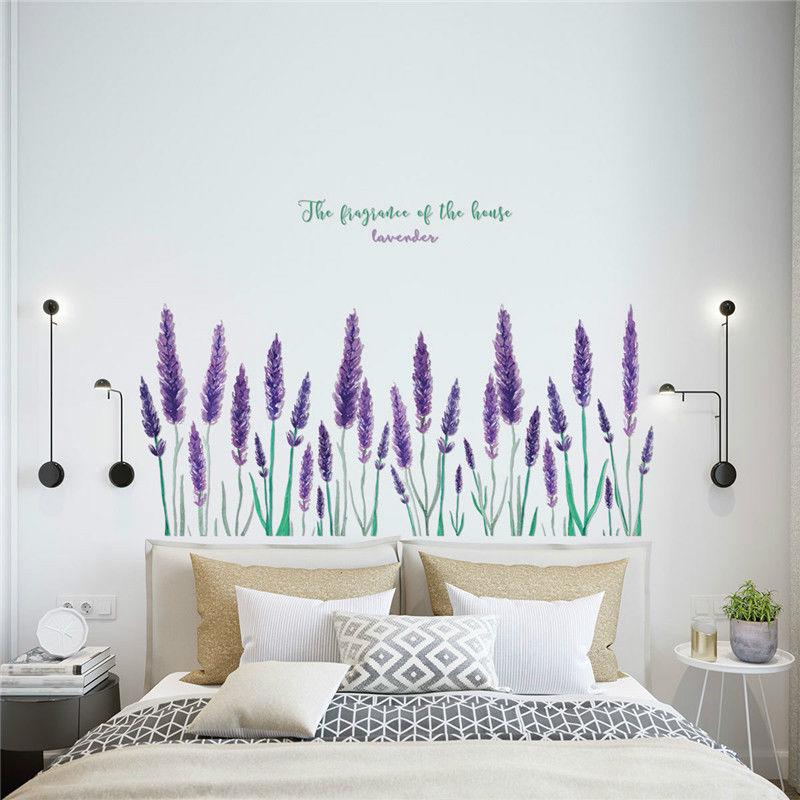 1pcs Lavender Flowers Wall Sticker Vinyl Mural Decal For Hall Way Home Decor