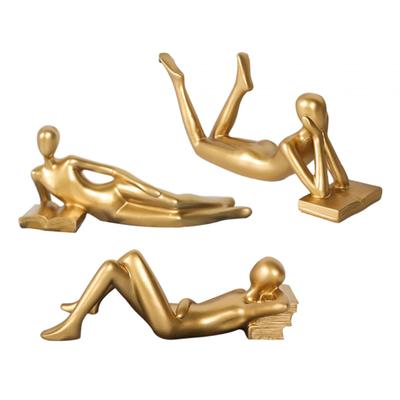 Abstract Thinker Statue Golden Tabletop Art Desk Modern Ornament Decoration for Office Libraries Bookshelf Restaurant Study