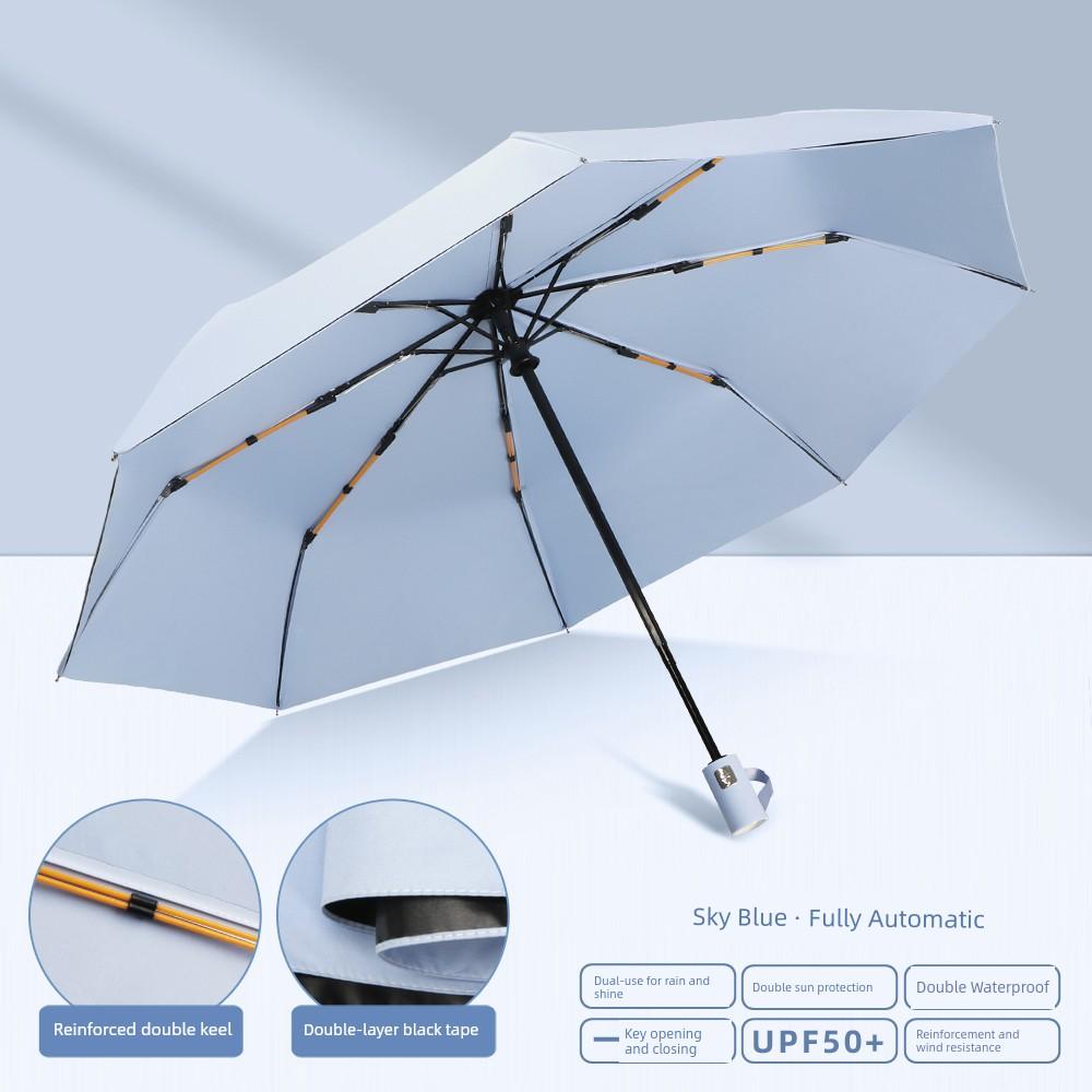 Double-Layer Umbrella for Both Rain and Sun, Reinforced Folding Umbrella for Men and Women, Fully Automatic, Super Strong Sun Protection and Uv