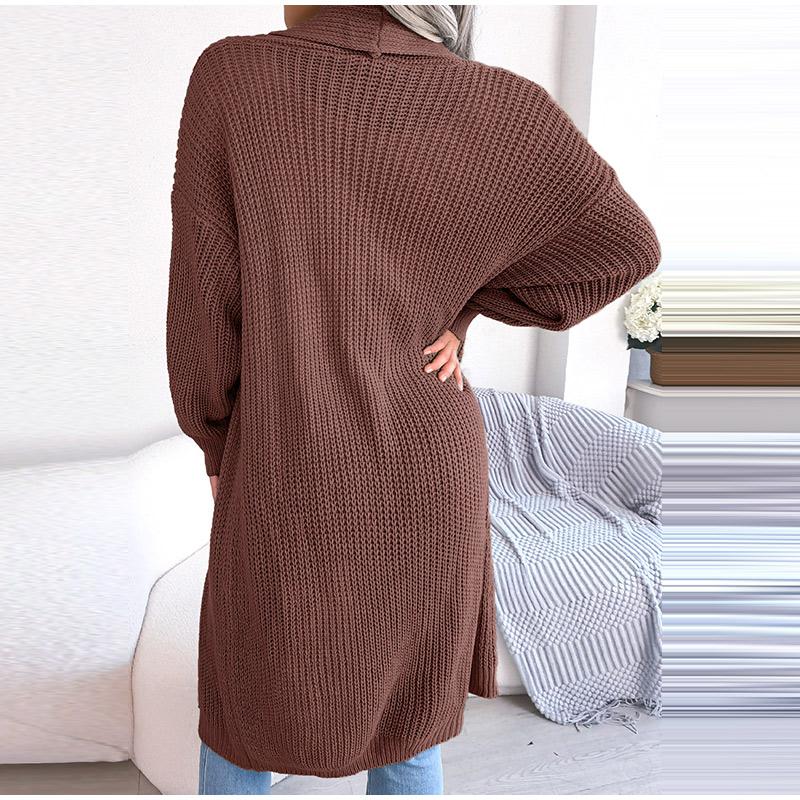 Весна Осень Женский Повседневный Универсальный Длинный Кардиган С Лацканами Женский — фото 15