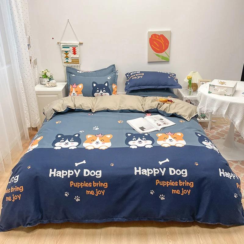 Blue Love Duvet Cover Set Heart Shaped Cute Rabbit Print Bedding Sets For Women Girls Teens Bed Set Flat Sheet Reversible Covers