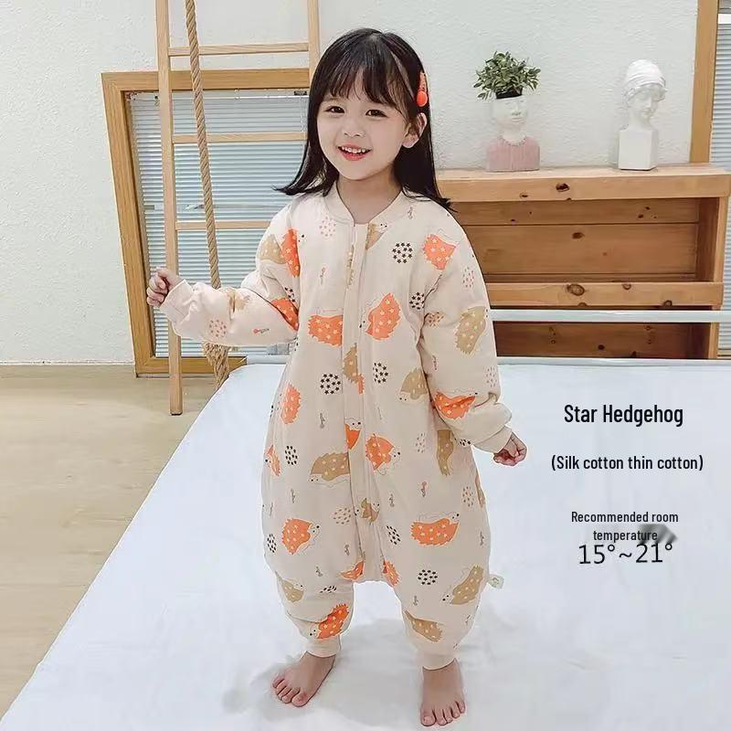 

Infant Autumn/Winter Quilted Cotton Sleeping Bag - Anti-Kick Design, Unisex Romper for Boys and Girls Size 80