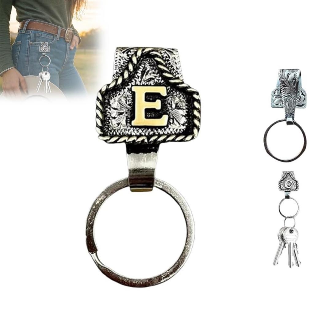 Western Cowboy Letter Keychain, Vintage Handmade Letter  Initial Keychain Clip, Personality Metal Key Chain For Belt