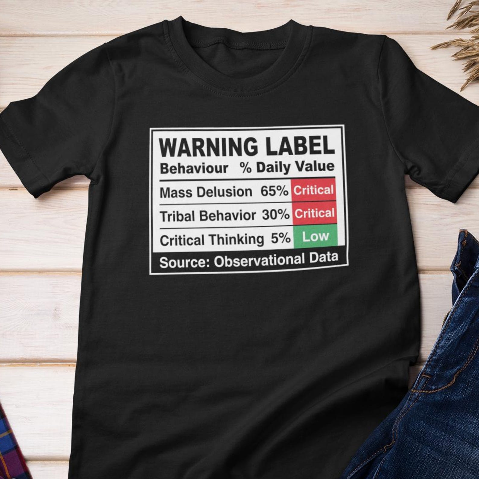 Warning Label Shirt - Critical Thinking TShirt | Critical Cotton Tee 4XL