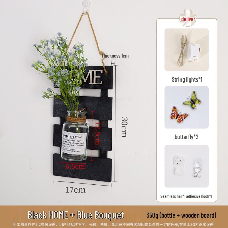 Handcrafted Wooden Wall-Mounted Hydroponic Glass Vase for Bedroom and Living Room Decor