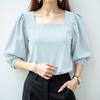 ZANZEA Women Casual Square Neck Loose Summer 3/4 Sleeve Blouse