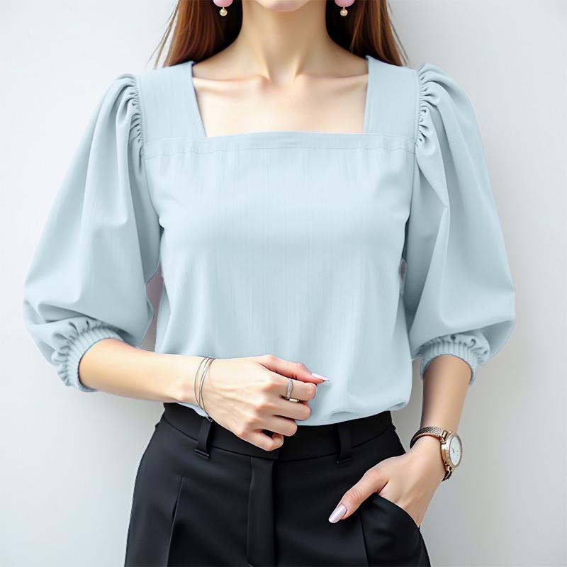 

ZANZEA Женская повседневная блузка с квадратным вырезом, свободная, летняя, с рукавами 3/4 L