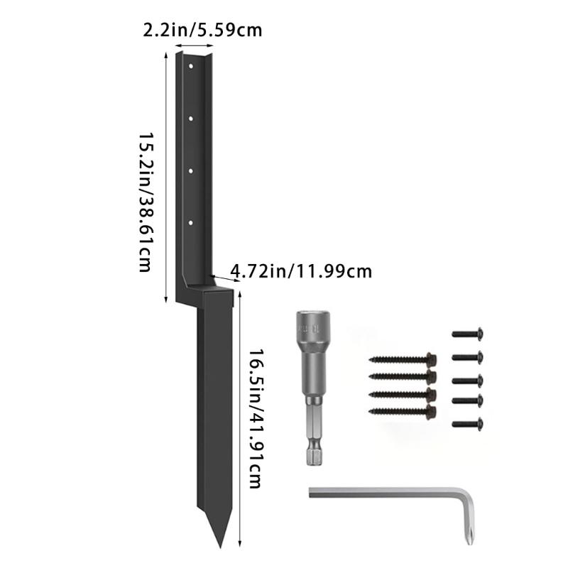 Fence Repair Kits Thickened Metal Fence Support Stakes Solid Ground Spikes Quick Fix Post Stabilizer For Repair Tilted