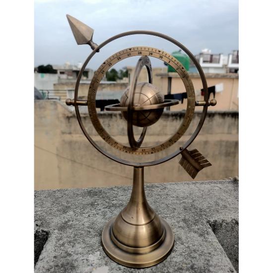 Brass Armillary Globe, Sphere Armillary Globe With Sundial Arrow, Astrolabe Armillary, Engraved Armillary, Table Top Décor, Christmas Gift,