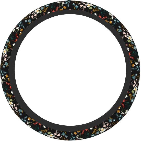 Chic Wildflowers Steering Wheel Cover For Men Women Universal Car Accessories 15 Inch Neoprene Auto Interior Decor