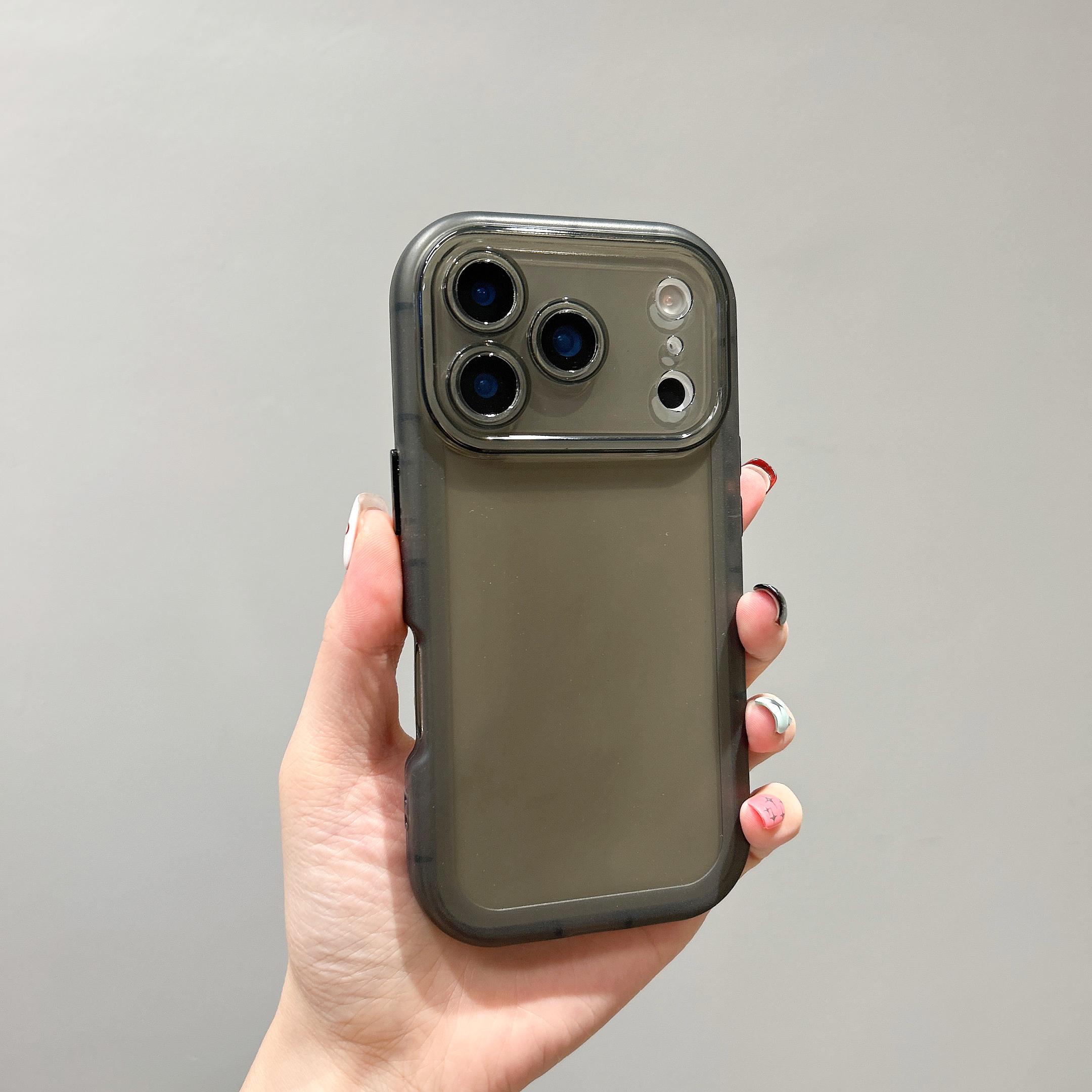 

Прозрачный чехол с большим окном для iPhone 11 12 13 14 15 16 17 Pro Max Plus Мягкий ударопрочный чехол из ТПУ Прозрачный желе-чехол iPhone Air чёрный