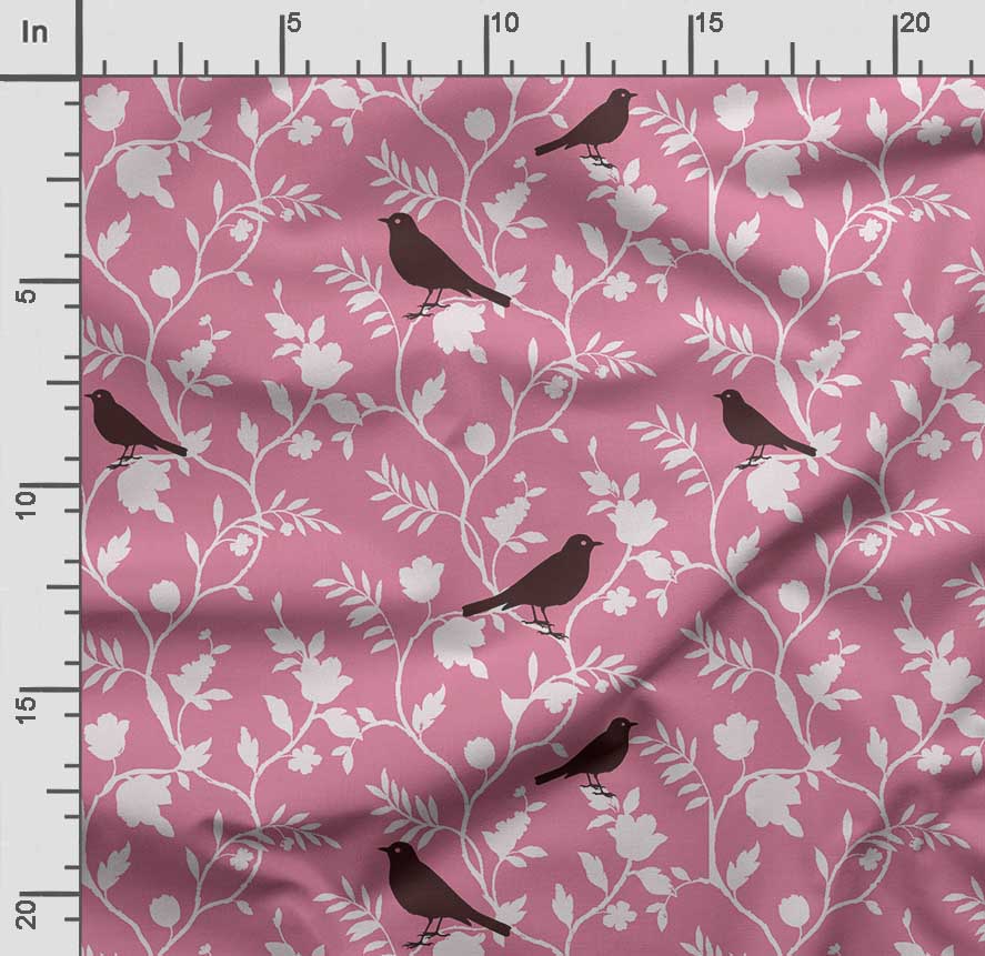 Soimoi Potisk ptáků s listy, Bavlna Cambric, Prošívaná látka prodávaná The Yard 42 palců široká, bavlněná látka střední gramáže, Šicí potřeby,