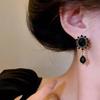 New Vintage Black Crystal Drop Earrings for Women Luxury Design Elegant Rhinestone Dangle Earring Goth Jewelry Gifts