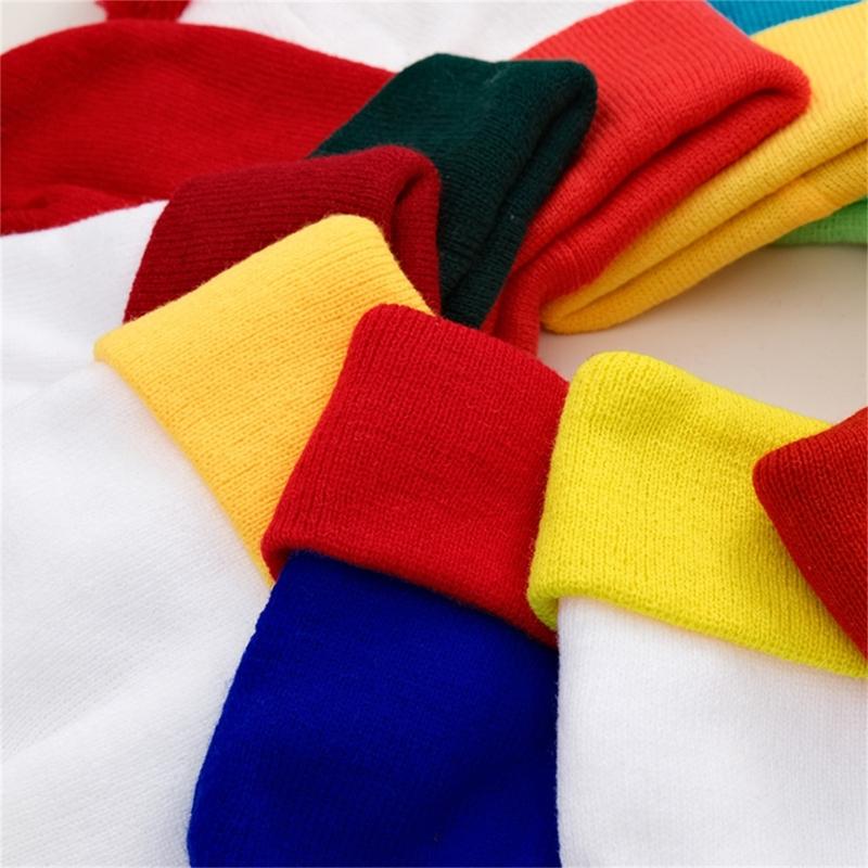 Soft Knitted Hat Color Contrast Stretchy Pullover Hat for Holiday Celebration Family Gathering Photography Pompoms Hat
