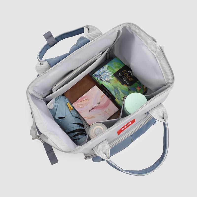 Colorblock Nylon Convertible Backpack with Dual Front Flap Pockets Top Handle Casual Daypack for Women Daily