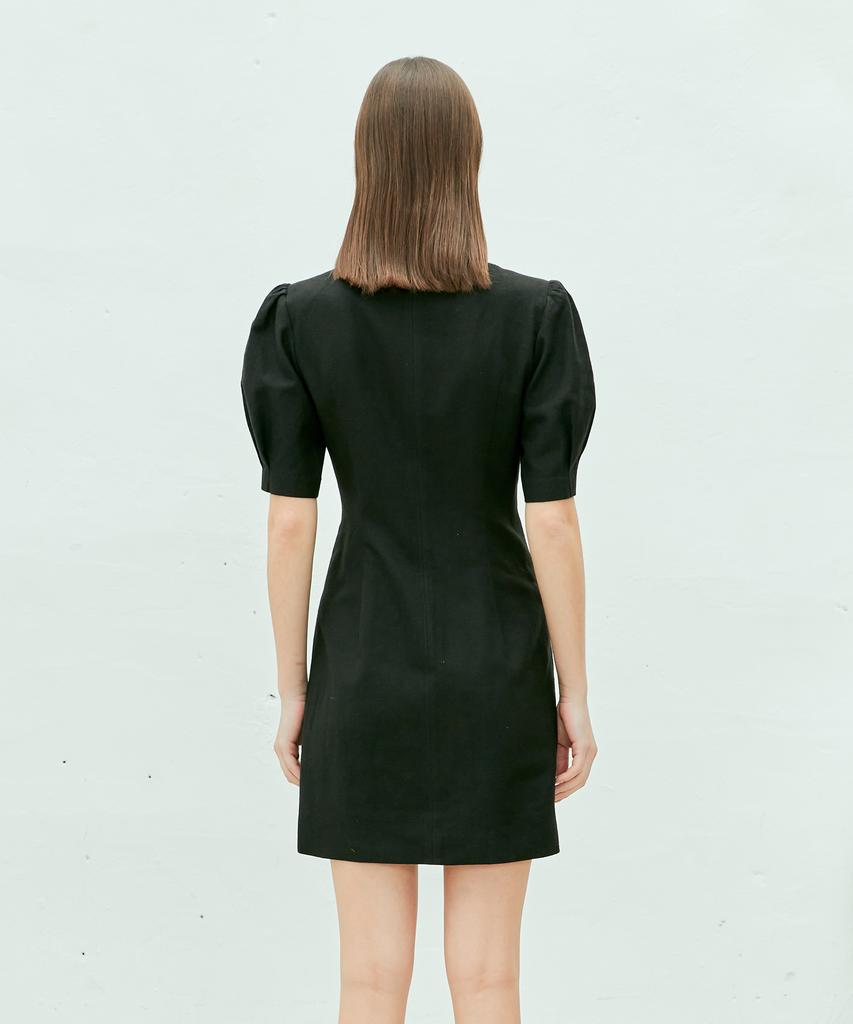 NEAR&DEAR Heart Square Neck Mini Dress_Black
