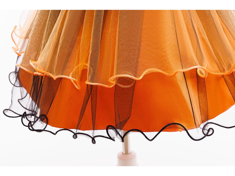 Rochie de Vrăjitoare de Halloween pentru Fete cu Fustă Portocalie din Plasă Tip Tufă