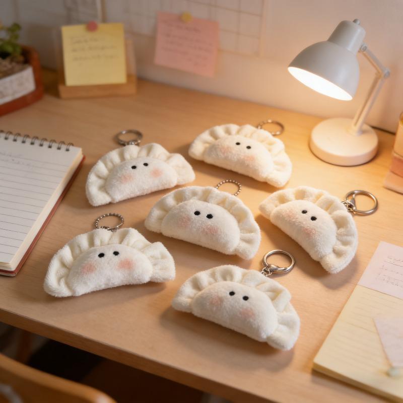 Plush Cute Dumpling Keychain Soft Stuffed Jiaozi Pendant Cute Kawaii Bag Charm Keyring For Girls Boys Backpack Decor Student Gift