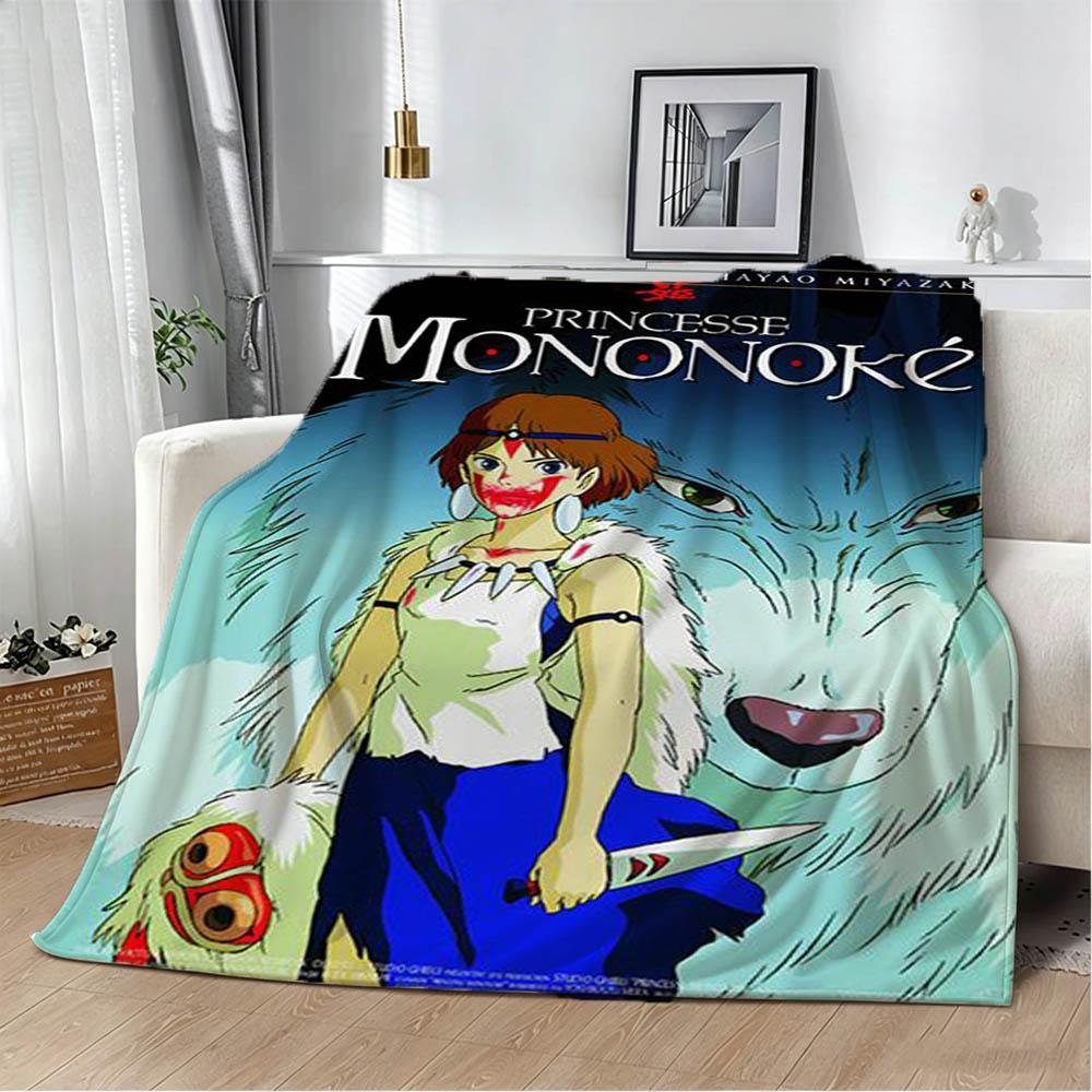 3D P-Princess Cartoon The M-MononokeE Flannel Blanket Soft Throw Blanket Art For Home Decor Bedroom Bed Sofa Picnic Kids Gifts