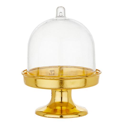 Mini-Kuchenständer aus Kunststoff mit Kuppelhaube Klar Dessert Cupcake Ausstellungsständer Schokoladen-Süßigkeiten-Platte für Geburtstag Feiertag Babyparty Teeparty Zubehör