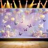 Purple Pink Butterfly Lantern Themed Banner Background Cloth, Children's Princess Birthday Party Decoration Photography Backdrop