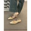 Low-heeled bag head sandals female gentle evening nude pointed lady thick heel empty temperament single shoes