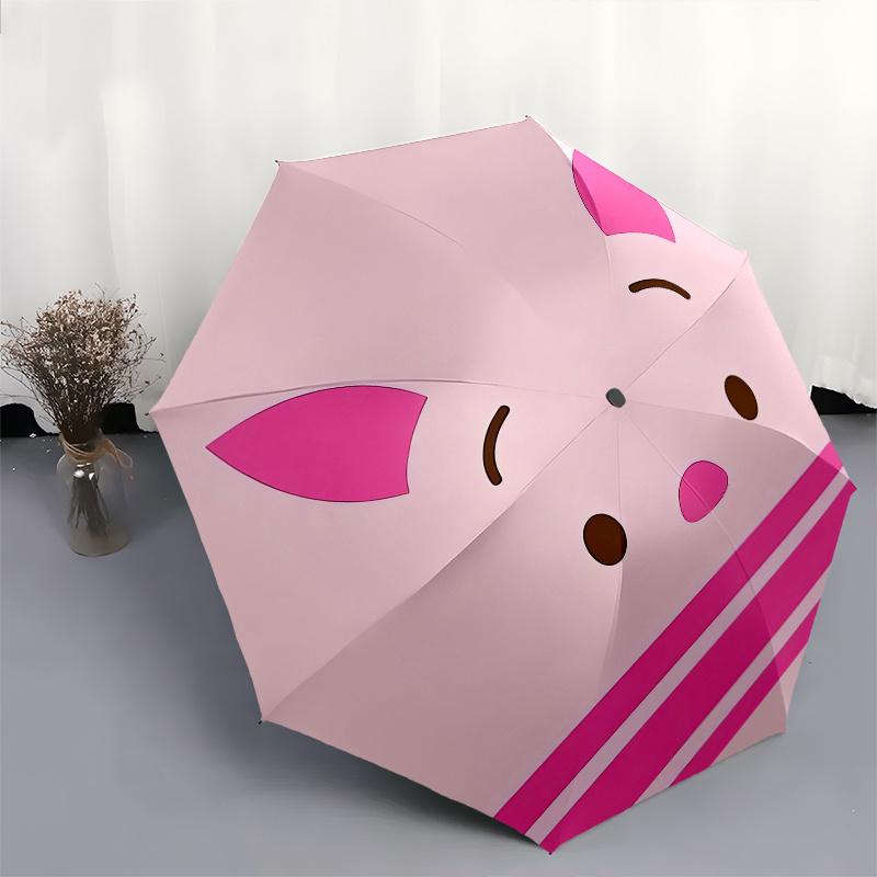 Disney Piggy,Cute,Minimalist Manual Opening and Closing Umbrella, 8-Rib Reinforced Folding Design, Lightweight