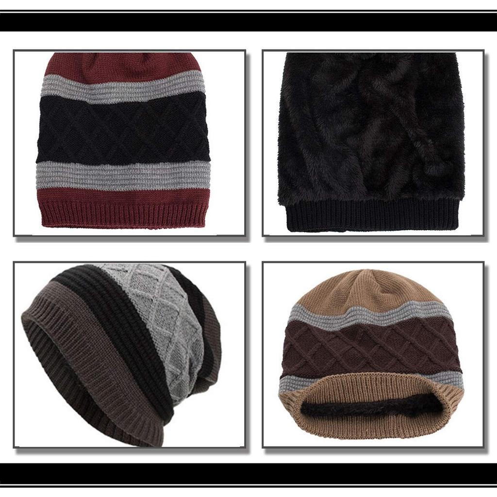 WHITE FANG Knit Perfect for Fall and CA380 Men's Cap, Casual, Stylish, Fleece-Lined, Winter, (05 Red)