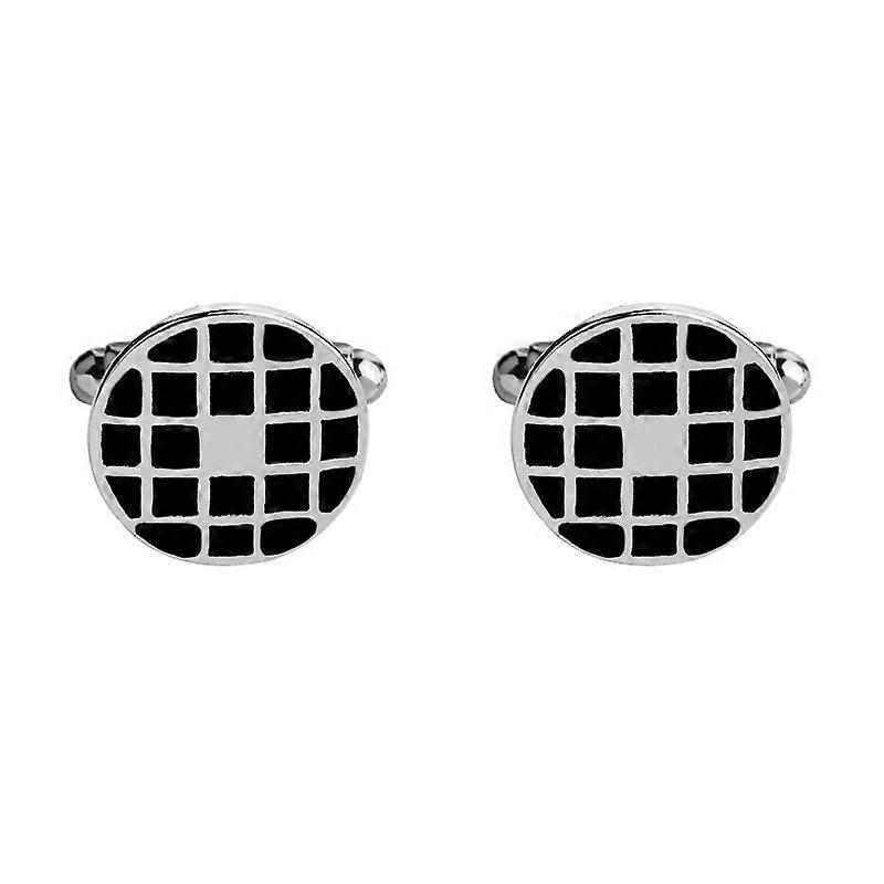 Creative round drip plaid cufflinks and studs for men's suits and shirts B1117