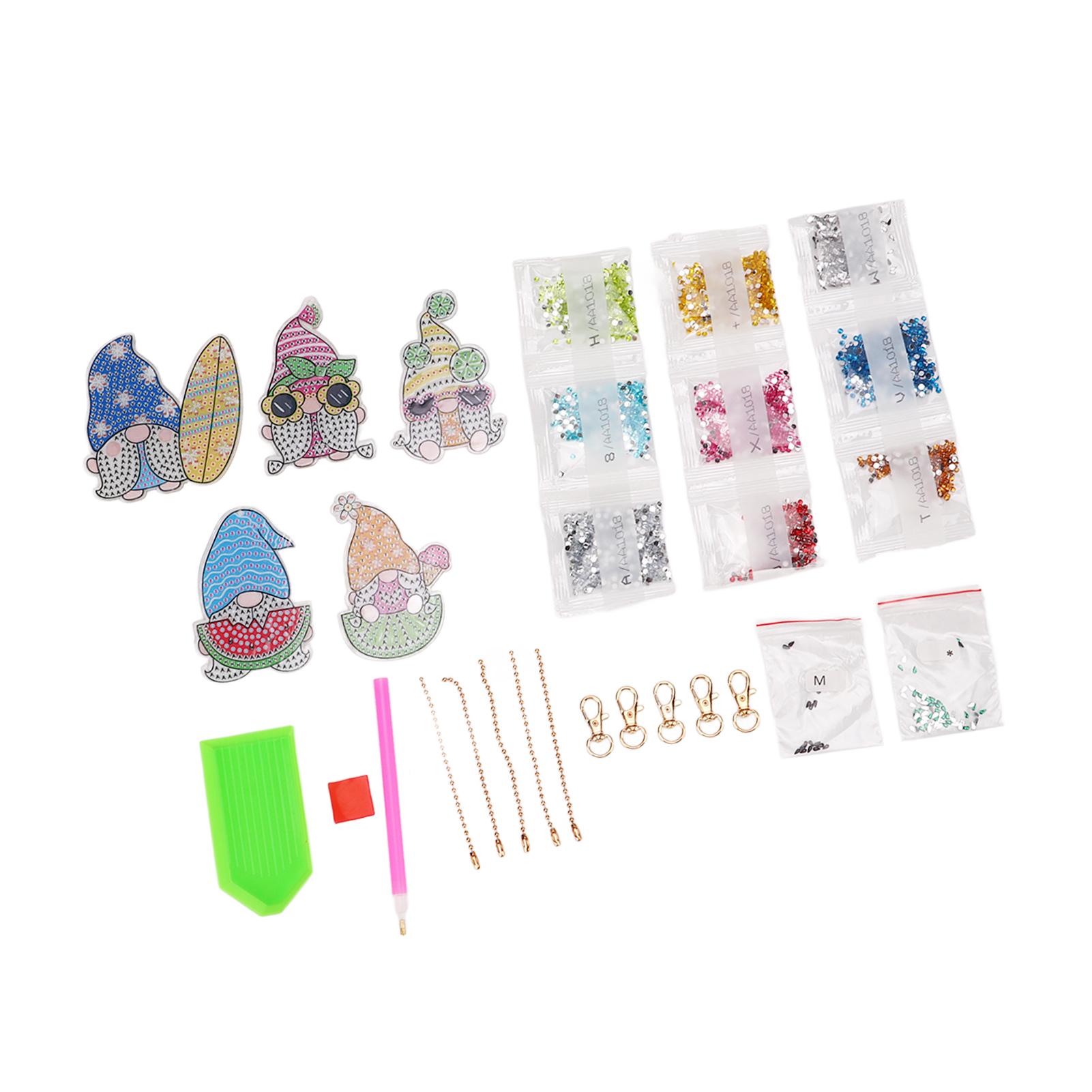 

DIY Rhinestone Painting Keychains Cute Dwarfs Shape Stress Relief Improve Skills Rhinestone Art Ornaments Key Chain for