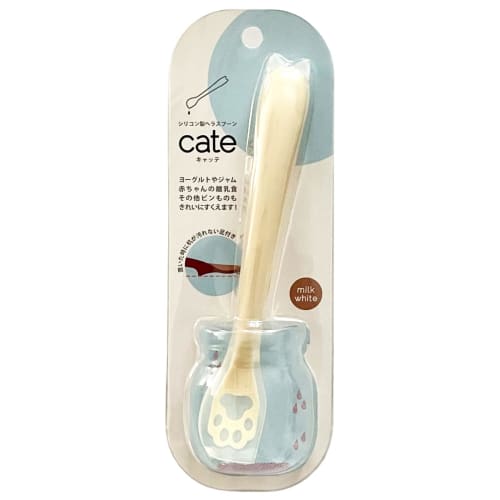 Cute Cat Motif Spoon, Silicone, Cate (Milk White)