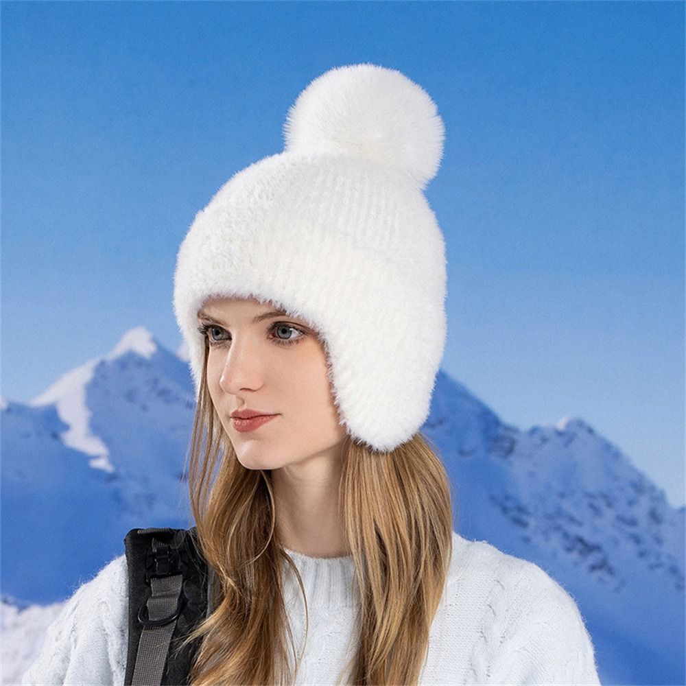 Soft Plush Hat Fluffy Beanies Caps Versatile Lei Feng Hat  for Women Girls