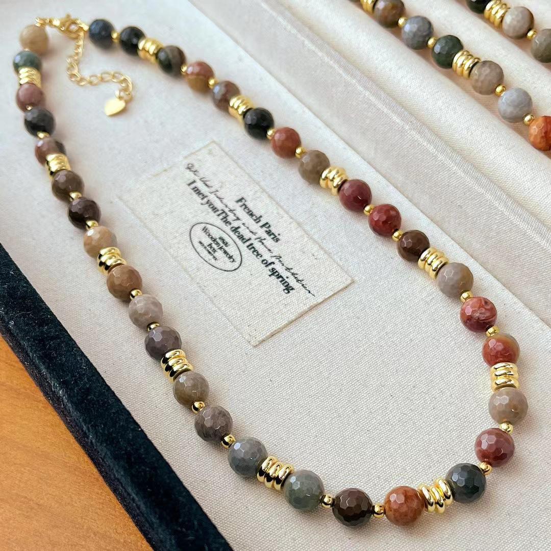 Maillard Retro Natural Alxa Stone Autumn And Winter Atmosphere Clavicle Chain