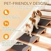 T02C!Foldable Dog Ramp For Stairs - Lightweight-Safe Wooden Pet Steps With Low-Angled Design & Anti-Slip Carpet-Surface