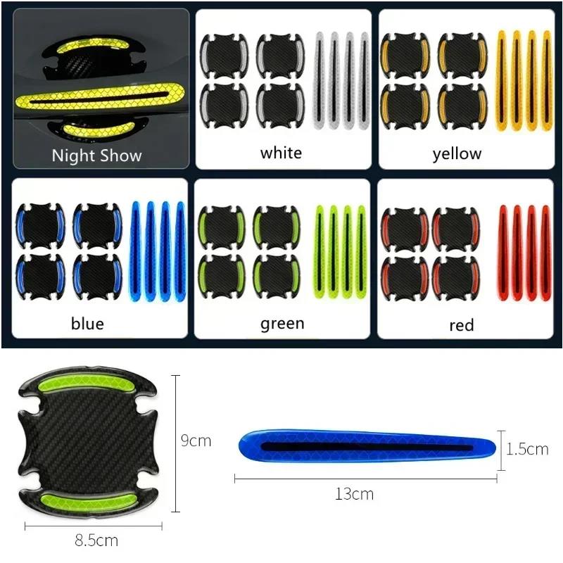 Car Door Bowl Handle Protector Safety Warning Anti-collision Anti-scratch Reflective Strip Exterior Protection Accessories Interior Mirrors 6