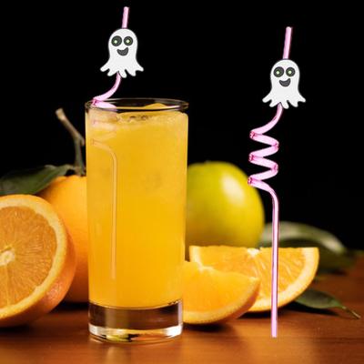 8Pcs Canudos Reutilizáveis para Bebidas de Halloween Crianças Canudo Espiral para Bebidas Quentes e Frias Festa de Aniversário