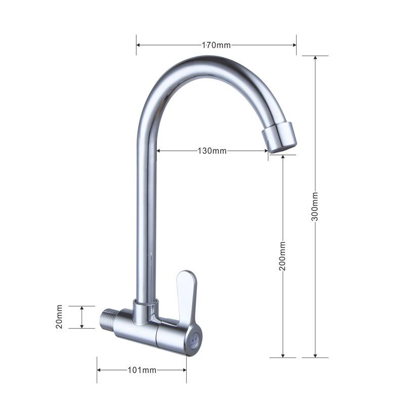 Rubinetto da parete in acciaio inossidabile 304 per cucina e lavabo, solo acqua fredda