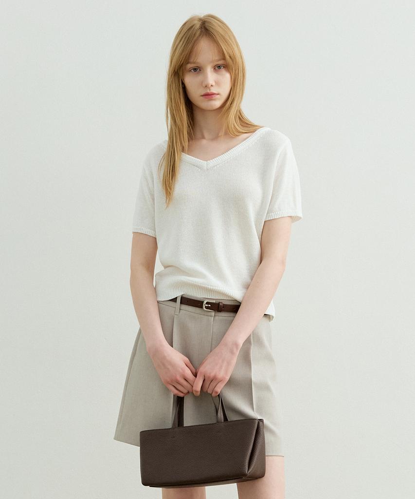 ARTID Paper V-Neck Short Sleeve Knit_White