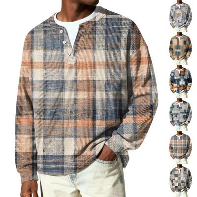 Men's Button,Down Collar Long,Sleeve Ribbed Knit Pullover